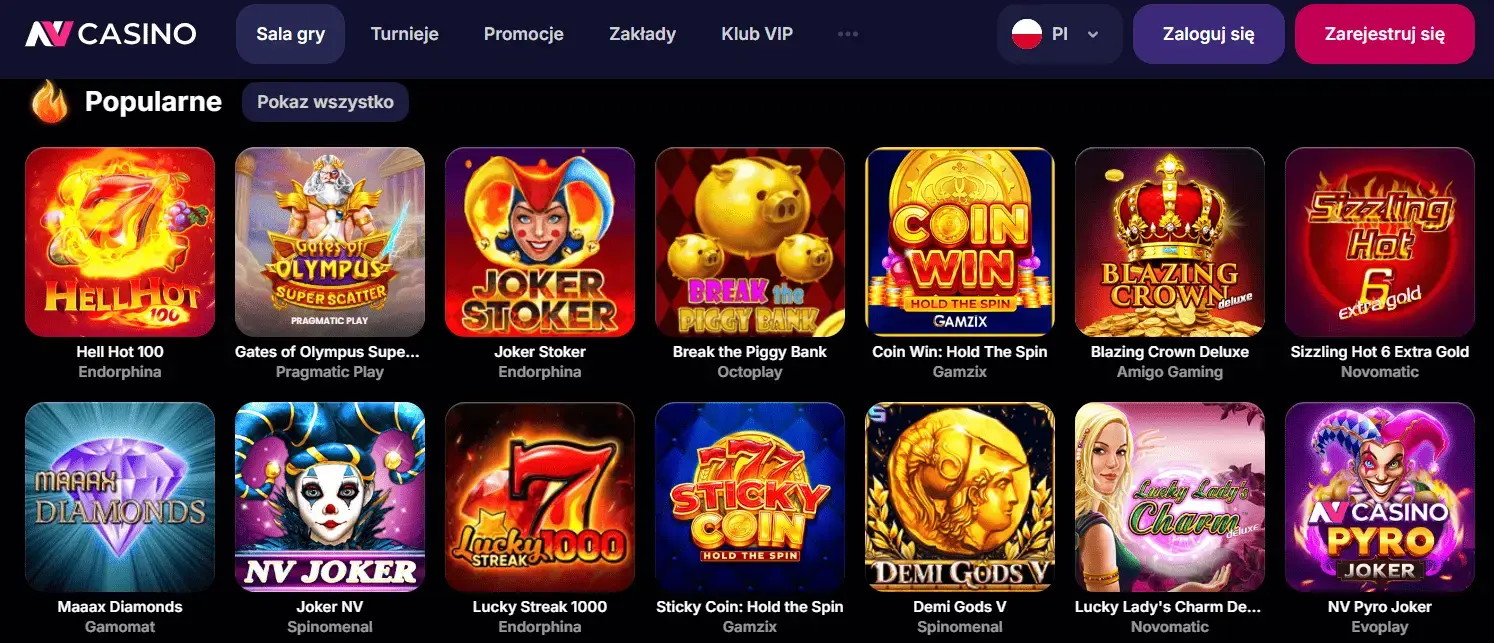 1. NV Casino kasyno z szybkimi wypłatami